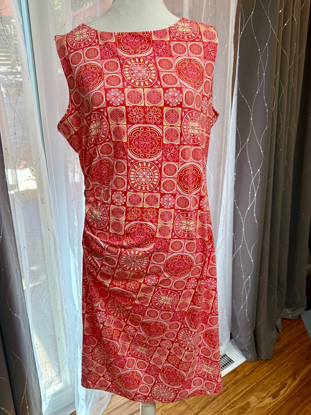NWT J.McLaughlin Slvless Sage Dress Boho Cruise Coral Knee Length Stretchy Sz XL